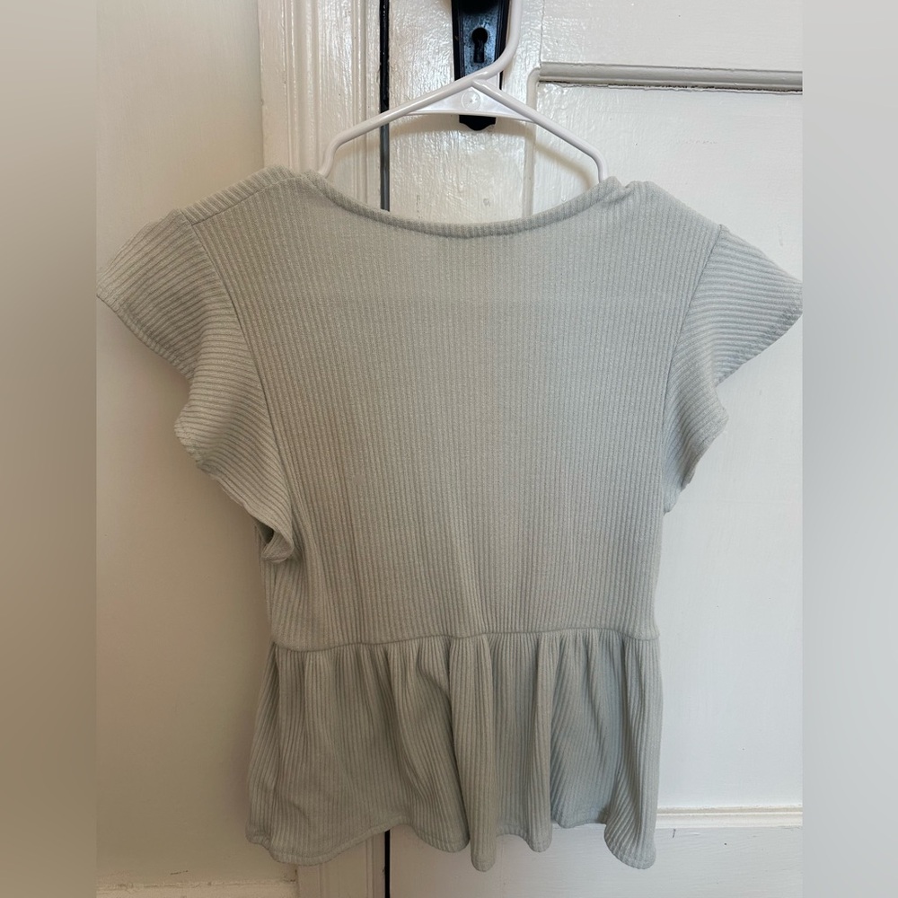 Altar'd State Ribbed Button-Front Peplum Top - Picture 2 of 3